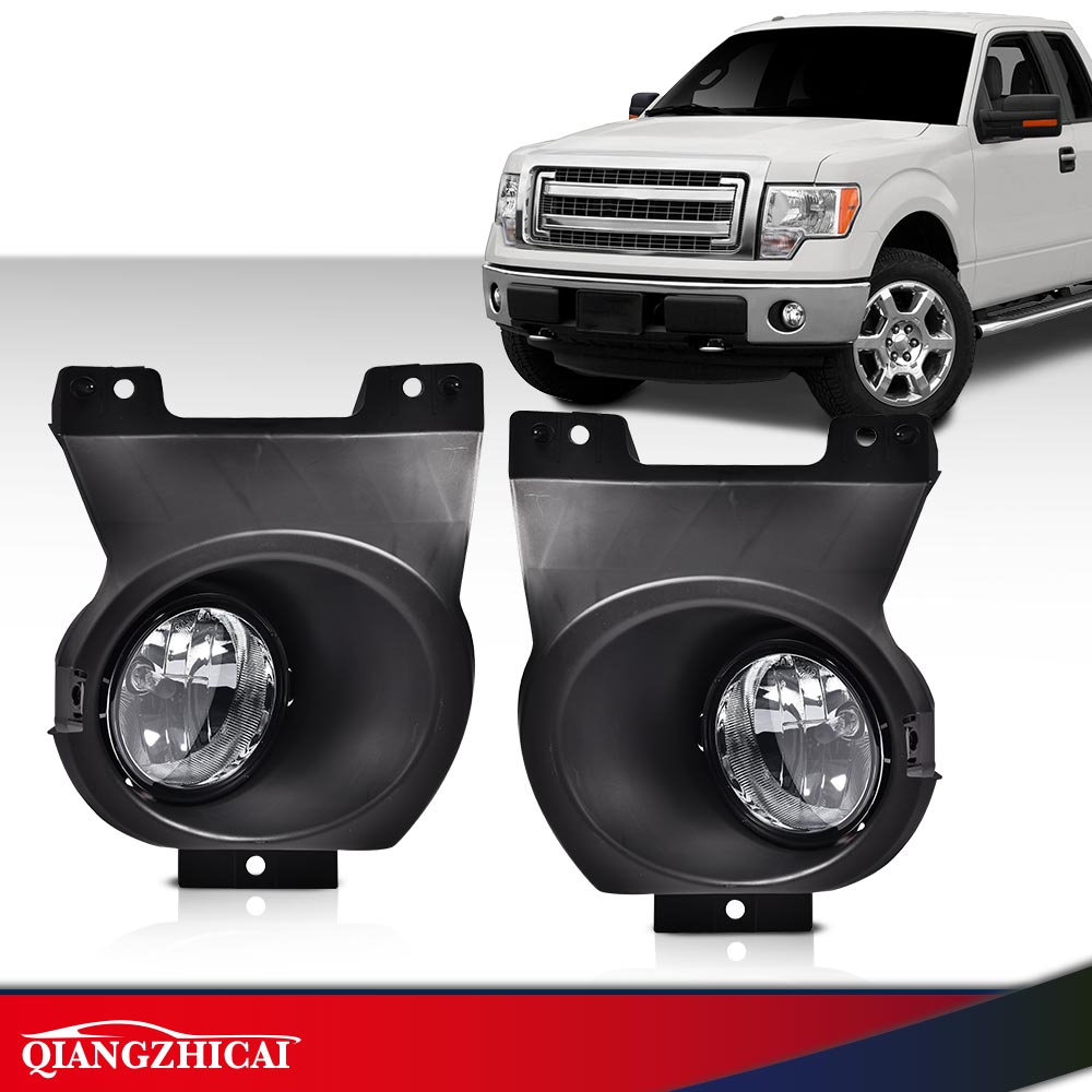 Complete Fog Light Kit For 2011-2014 Ford F150 – Left+Right Lamps, Switch, Bezel, Wiring, Relay – Halogen, Chrome Housing