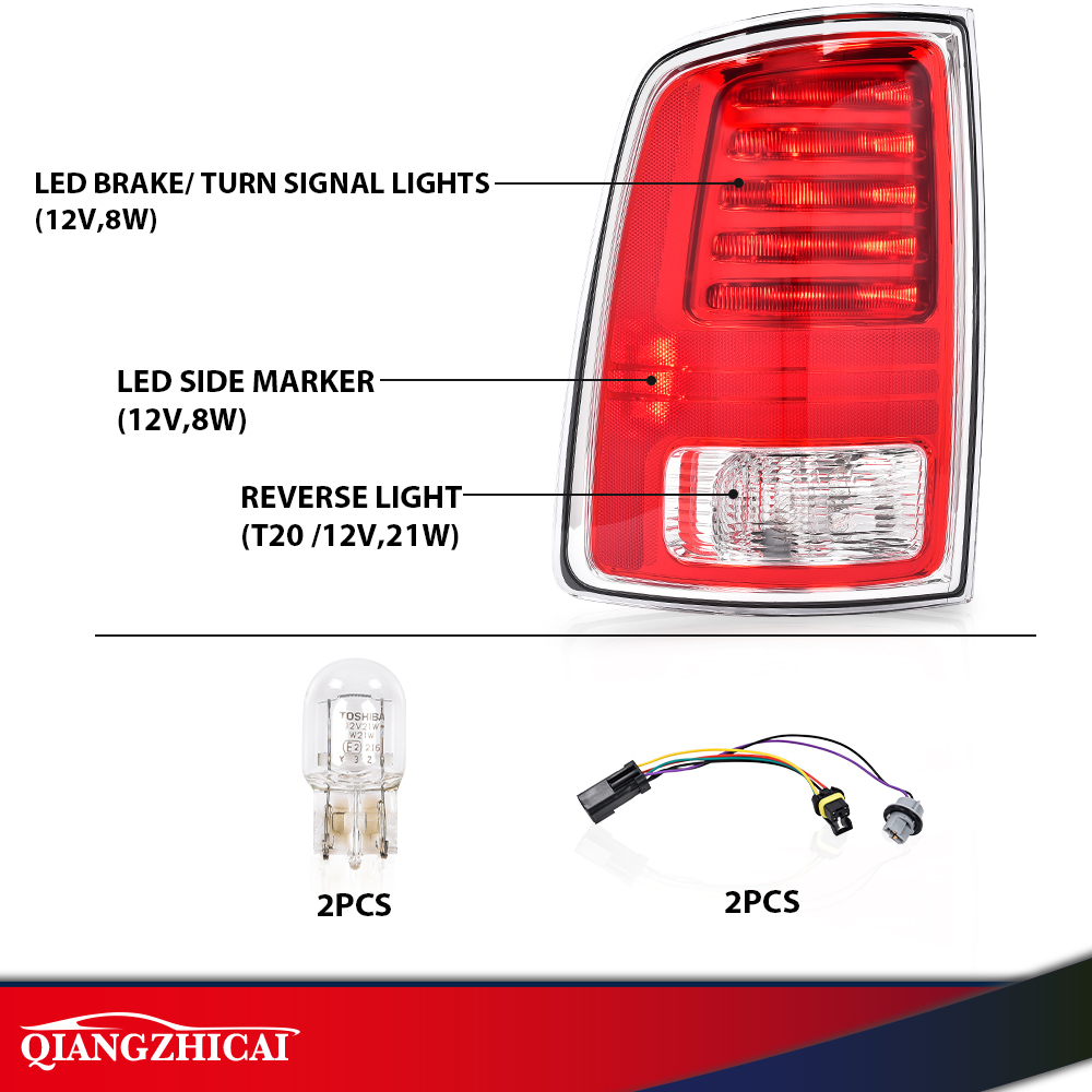 KNSPEC Red Black LED Tail Lights Compatible With 2013-2018 Dodge Ram 1500 2500 3500 Rear Lights Left Driver Side Replacement With Bulbs And Harness Left Driver Side 68093081AB, Tail Light Assemblies - Canada - View #8