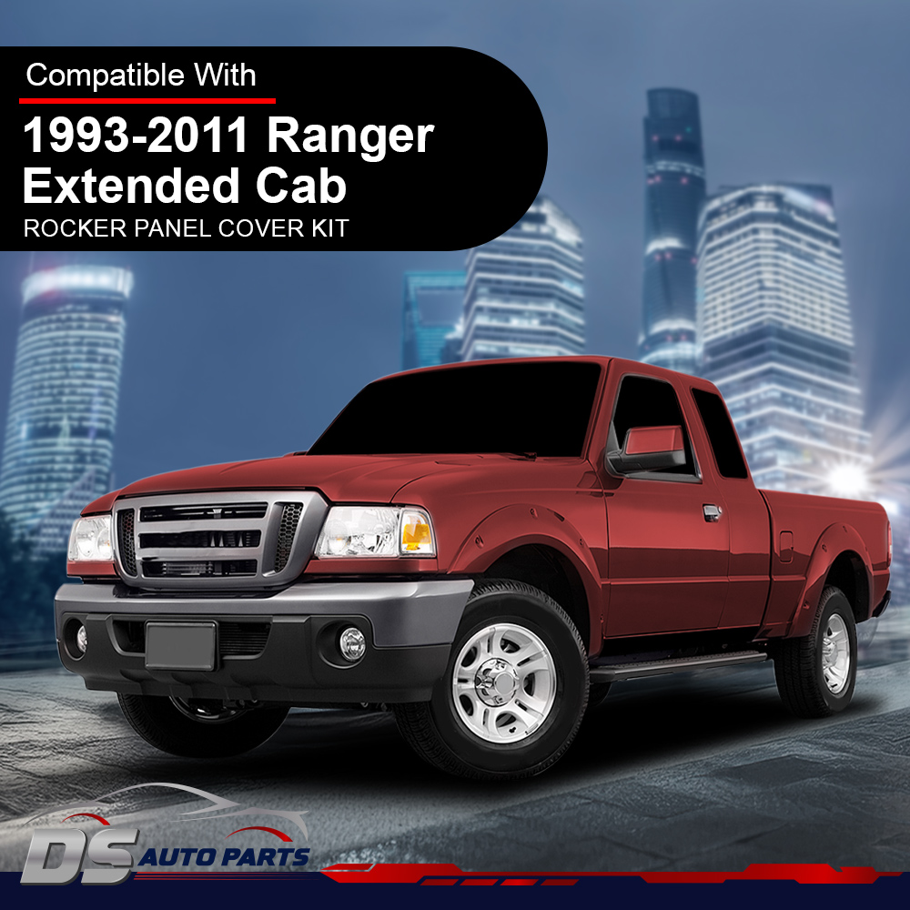Steel Rocker Panels For 1993-2011 Ford Ranger 2-Door Extended Cab - Pair, Black